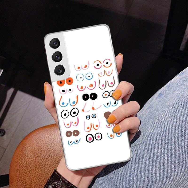 Boobs Art Print Phone Case For Samsung Galaxy S24 S25 Edge S26 Ultra S23 S22 S21 Plus S20 FE + Personalized Print Cover Galaxy S