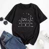 Letters Cotton T-Shirt Short Sleeve Round Neck Women 2d Print Tops