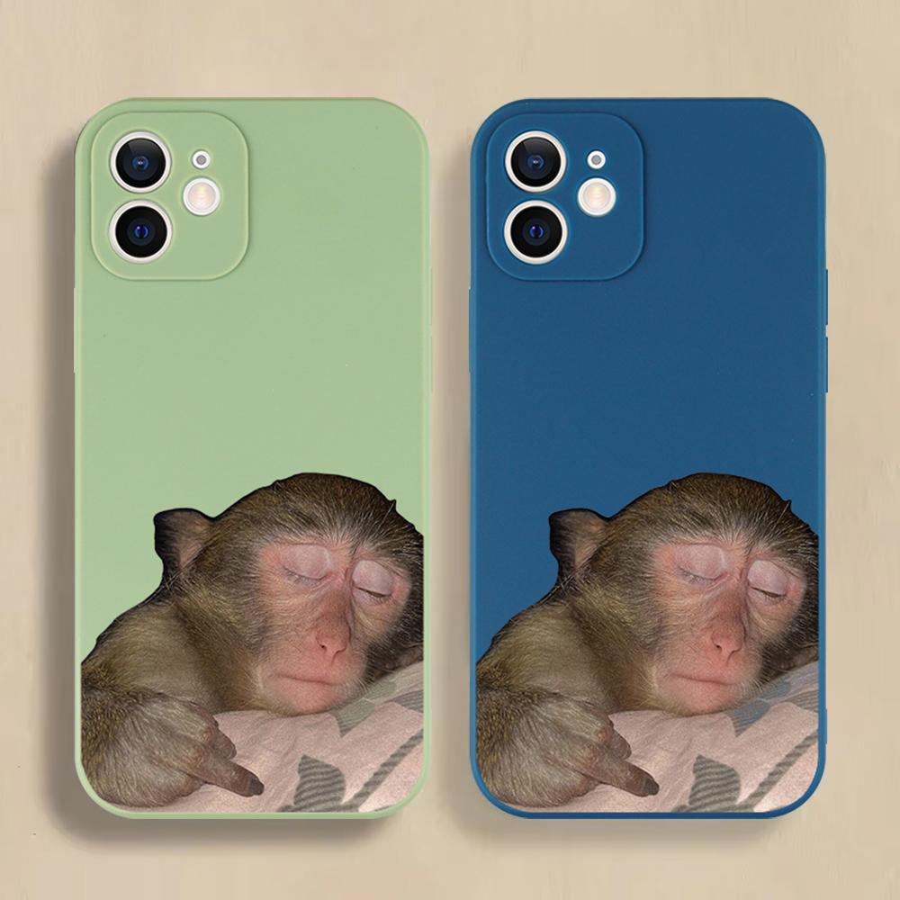 Funny Monkey Shaped Phone Case For iPhone 16 15 14 13 12 11 Pro Max Mini X XS XR SE 7 8 Plus Shockproof Animal Soft Cover Fundas