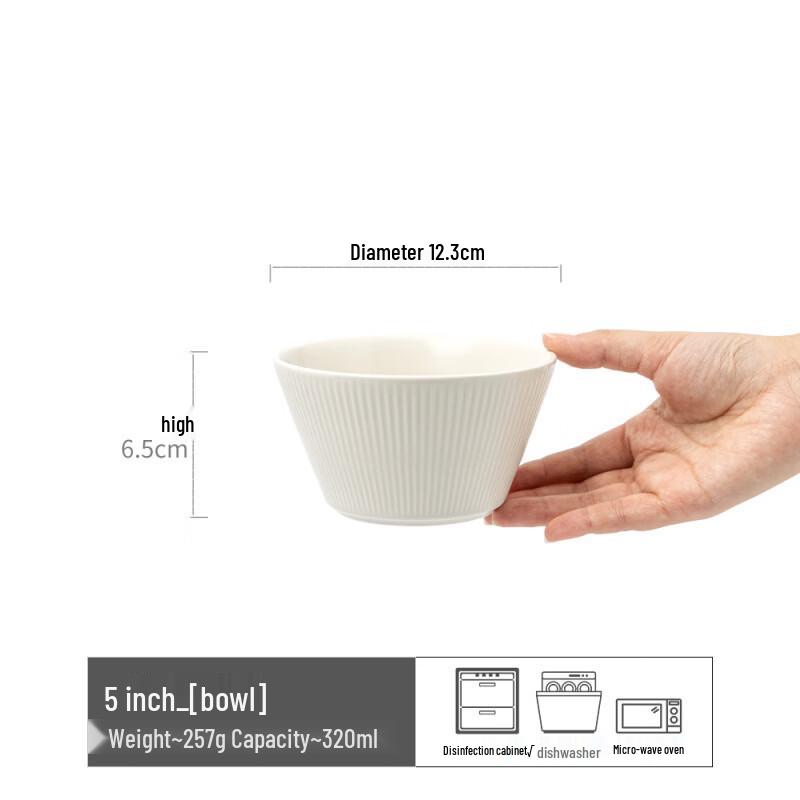 abay Striped Ceramic Rice Bowl Set