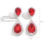 Exaggerated Bridal Wedding Earrings African Popular Ladies Diamond-encrusted Long Earrings Silver Tassel Earrings + Necklace + Jewelry