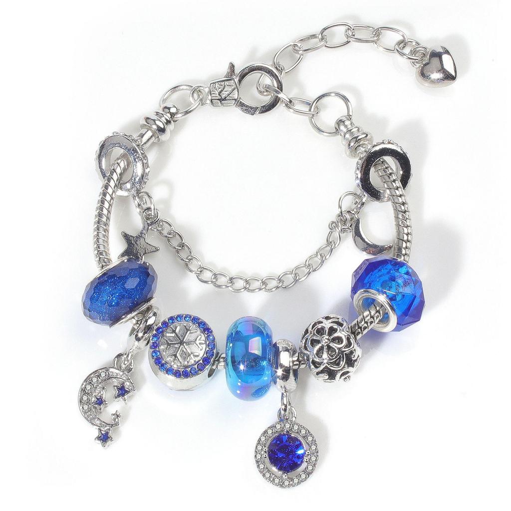 European-American Christmas Snowflake Crystal Beaded Bracelet - Women's Alloy Jewelry