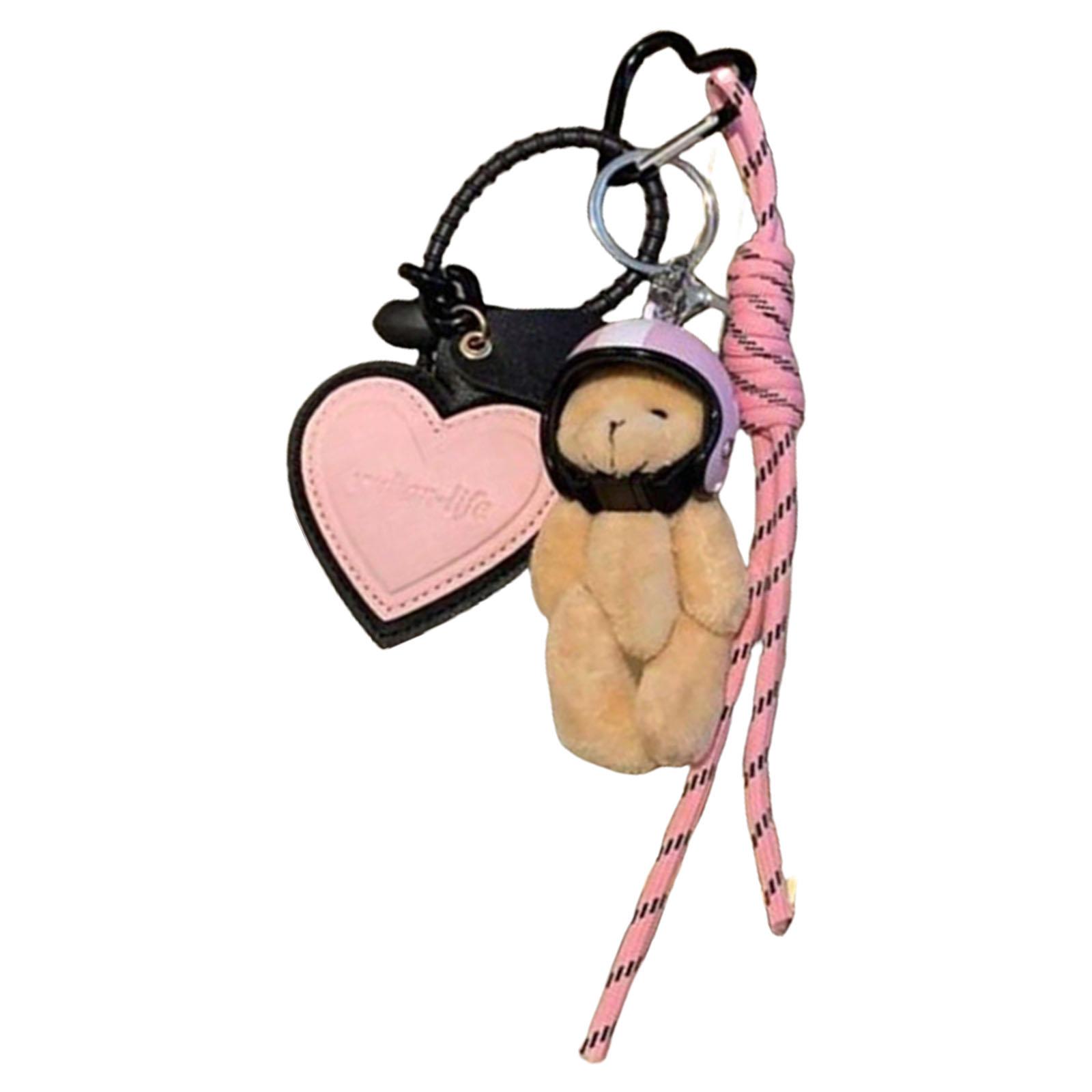 

Уникальный синий кожаный аксессуар в форме сердца Шлемы Медведь Подвеска для сумки добавляет индивидуальность рюкзаку, сумке для модных райдеров розовый