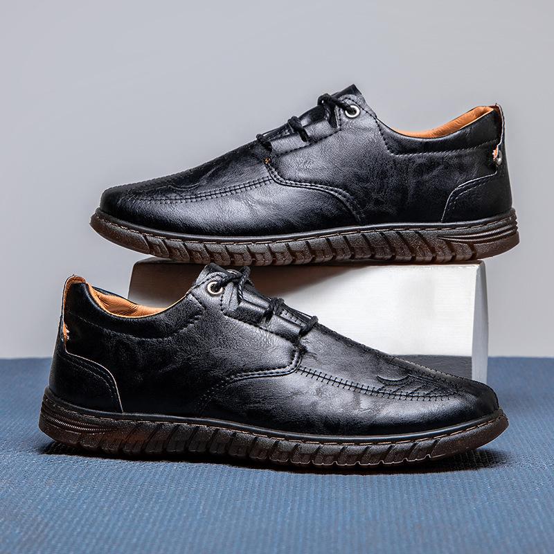 Men's Leather Shoes New Outdoor Casual Shoes Trendy Fashion Sports Soft-soled Casual Men's Shoes Korean Version Middle-aged Men's Shoes