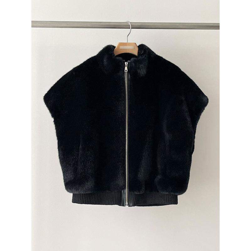 

Женская норковая меховая жилетка Chic высокого класса на молнии, меховая короткая куртка снаружи one size fits all белый