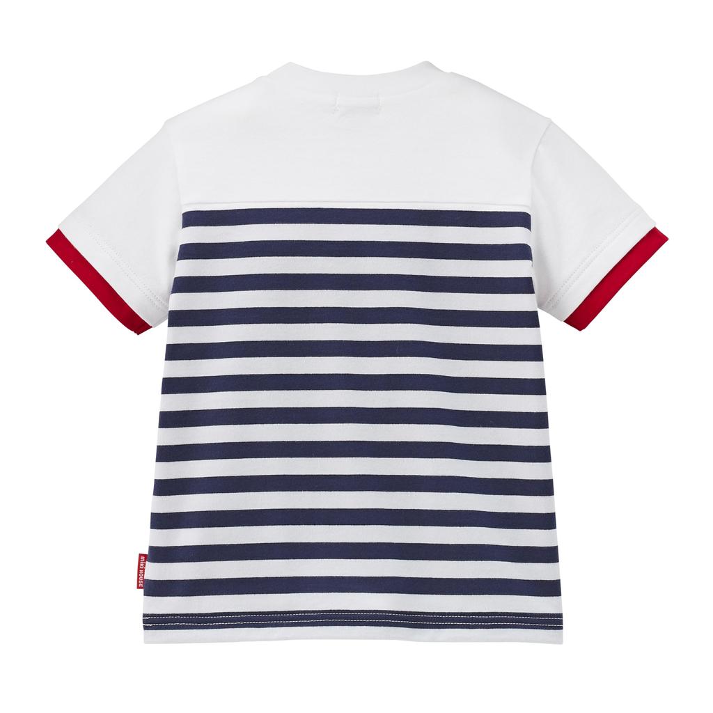 Short Made in Going to Navy Blue [MIKI HOUSE] T-shirt, Sleeve, Border, Logo, Simple, Japan, Boys, Girls, Babies, Kids, Children's Clothing,