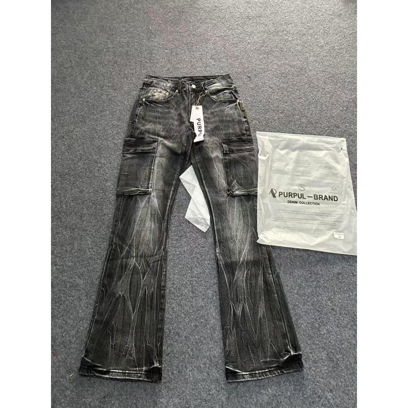 Jeans da uomo in denim elasticizzato nero con dettaglio ricamato, gamba leggermente svasata, vita media, stile casual streetwear