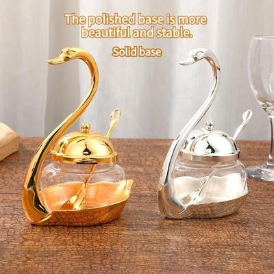 Zuckerdose Kreativer Gewürztopf Glas Zuckerdose Modische Schwan Zuckerdose Moderne Gewürzbox Küchengewürzglas Küchenhelfer
