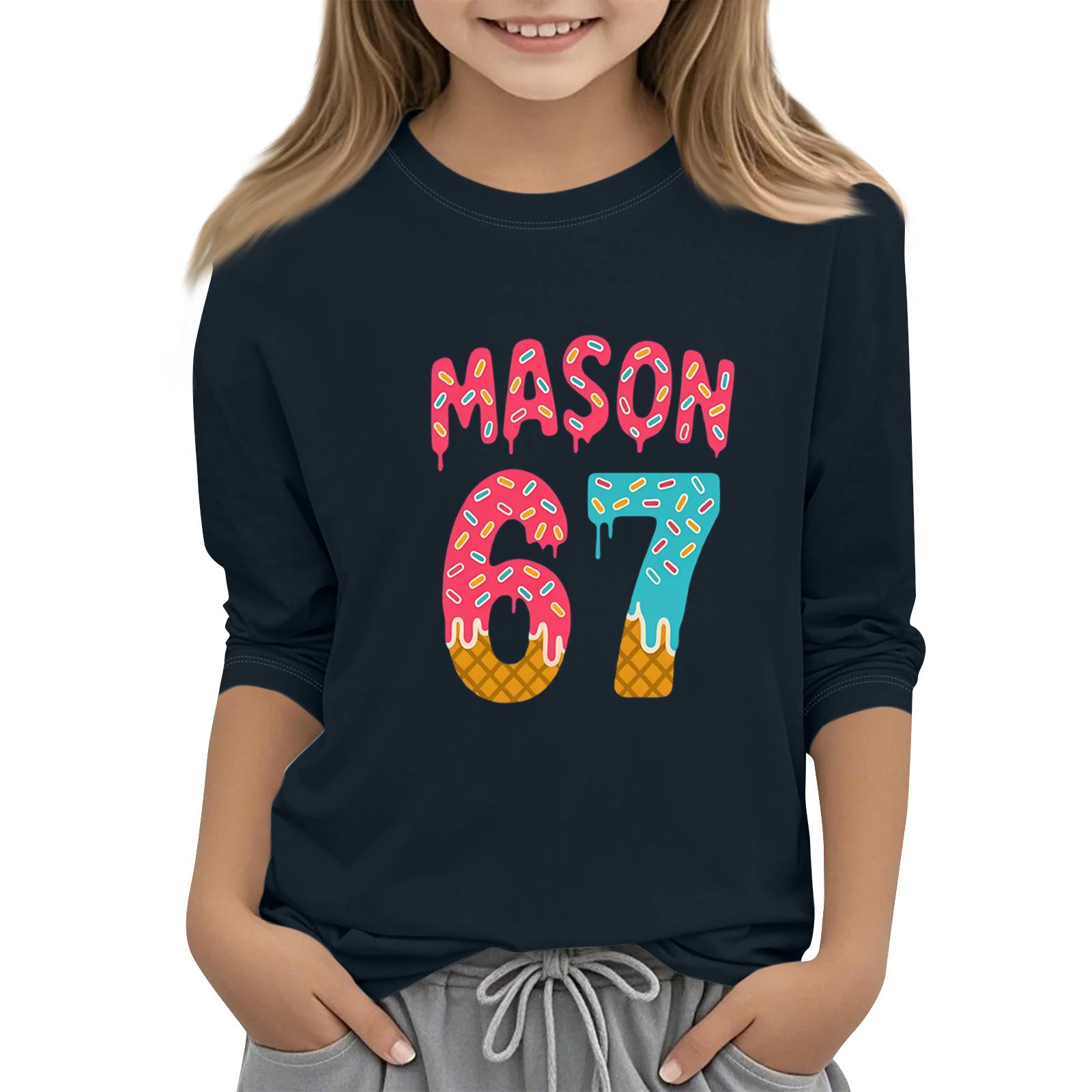 

Детская мода Футболка с рукавом три четверти, круглым вырезом, с принтом, повседневный топ 110 тёмно-синий