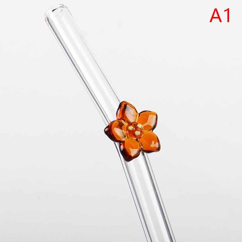 Flower Glass Straw Reusable Drinking Straws Cute Straw For Festival Party Wedding Cocktail Bar Beachs