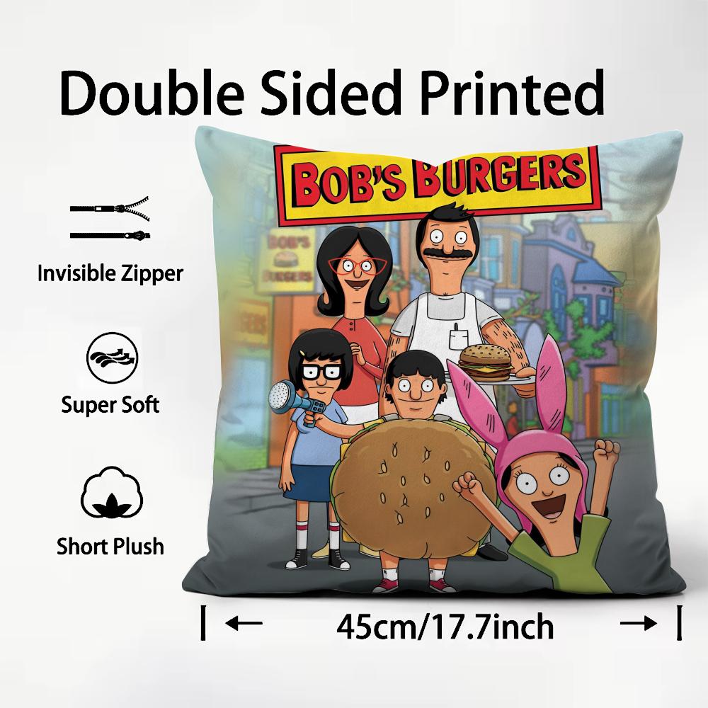 Bobs Burgers Anime Cushion Cover Pattern Printed Pillowcase For Living Room Sofa Cushion Cover & Bedroom Decor