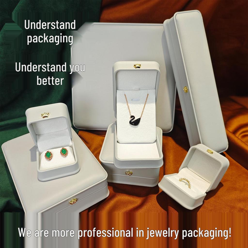 Exquisite Gray PU Leather Pendant Box for Necklaces - Jewelry Gift Storage Box