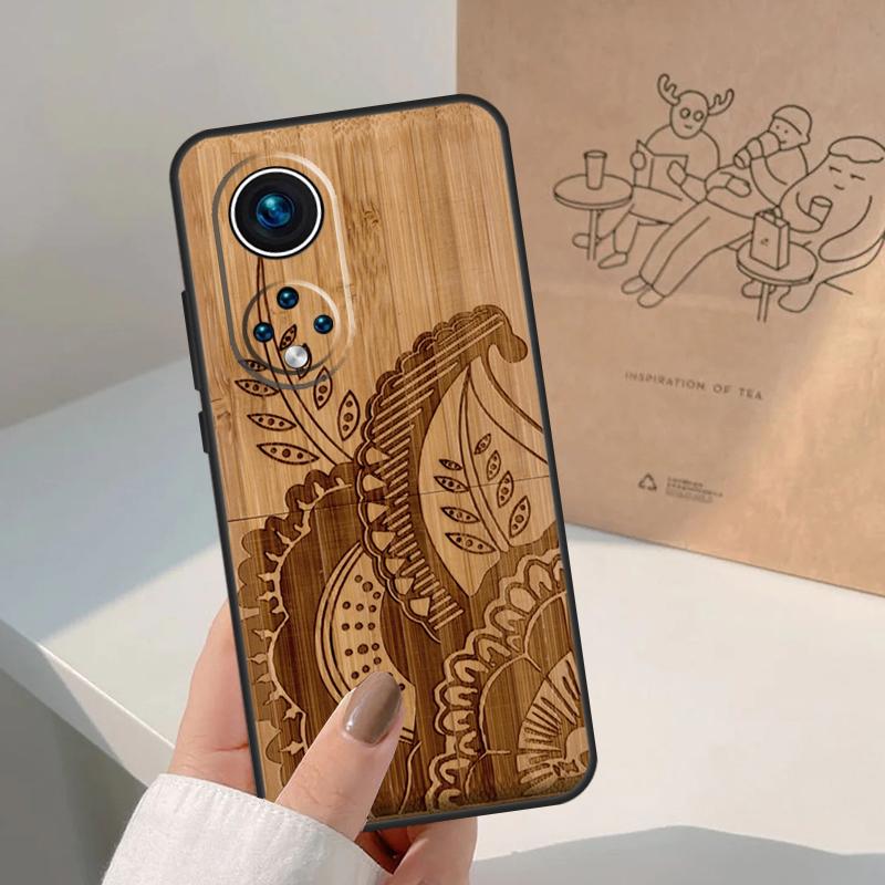 Natural Bamboo Wood Animal Print Case For Honor Magic 7 6 5 Lite Cover For Honor 200 400 Pro 50 70 90 X9 X8a X8b X9a X9b X9c