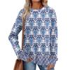 Women's Printed Lightweight Brushed-Cotton Round Neck Top