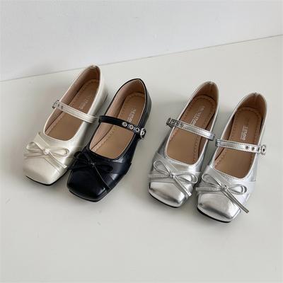 Silver Ballet Style Square Head Light Mouth Flat Sole Shoes Women's 2025 New Summer Skirt Retro Mary Jane Shoes