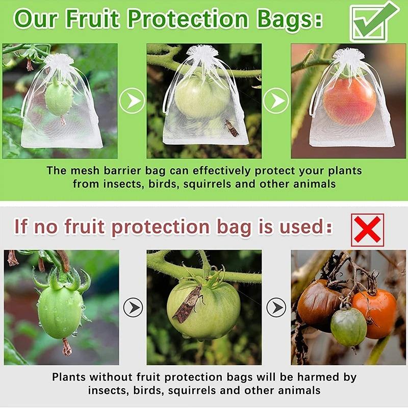 100PCS Fruit Protection Bags Anti-Bird Garden Netting Bags Strawberry Grapes Mesh Bag Plante Vegetable Netting Cover Garden Tool