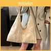 Fashionable Pu Leather Soft Large Beige Shoulder Bag With Magnetic Closure