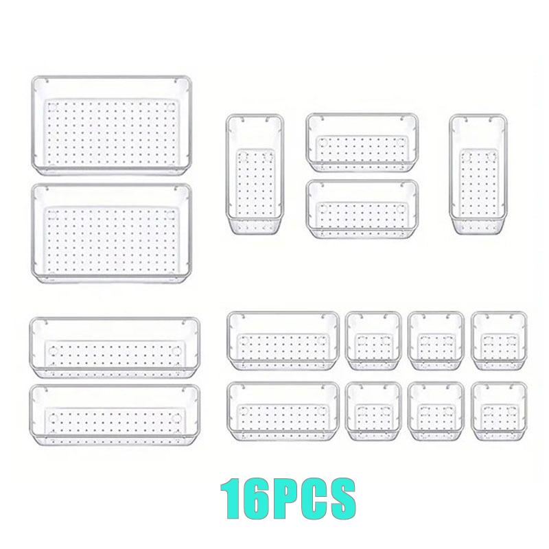 Bathroom Storage Organizer 25PCS Clear Plastic Drawer Bins for Makeup Kit Cosmetics Skincare Multi Size Tub