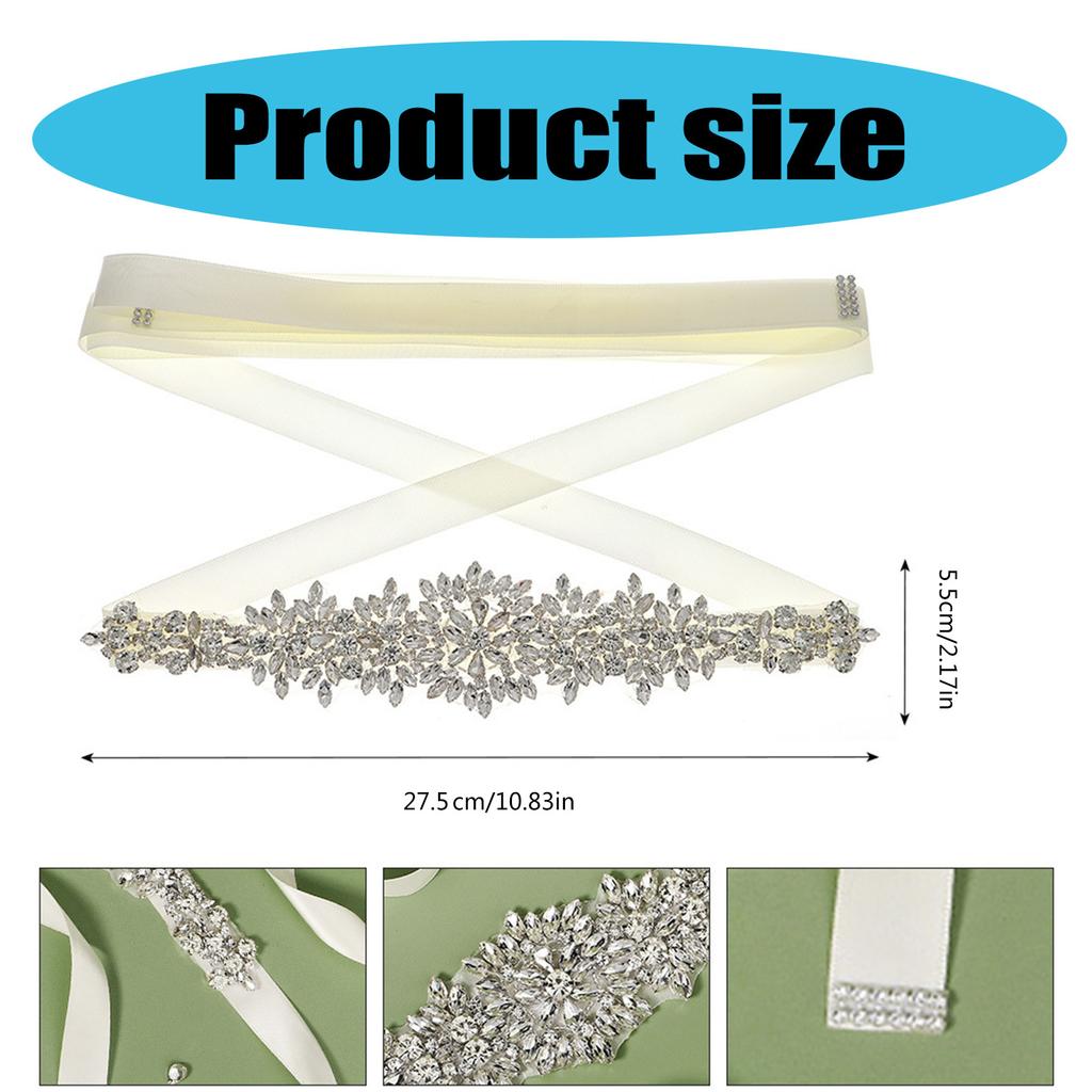 Shimmering Rhinestones Bridal Belt Handmade Crystal Sash Lace Belt for Wedding and Formal Dresses Evening Party Supply