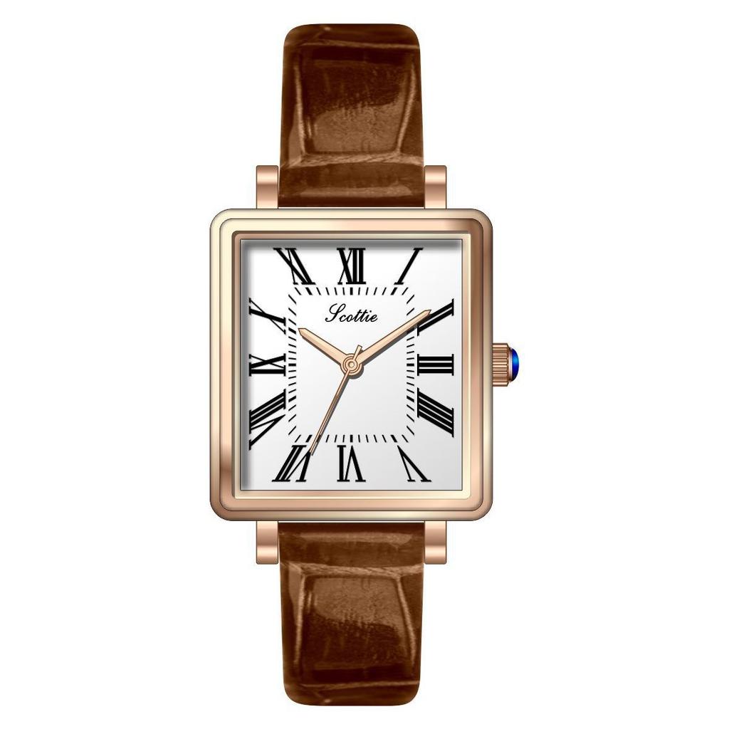 Square Watch Female Roman Retro Light Luxury Fashion Ultra-Thin Simple Belt Exquisite Women'S Watch