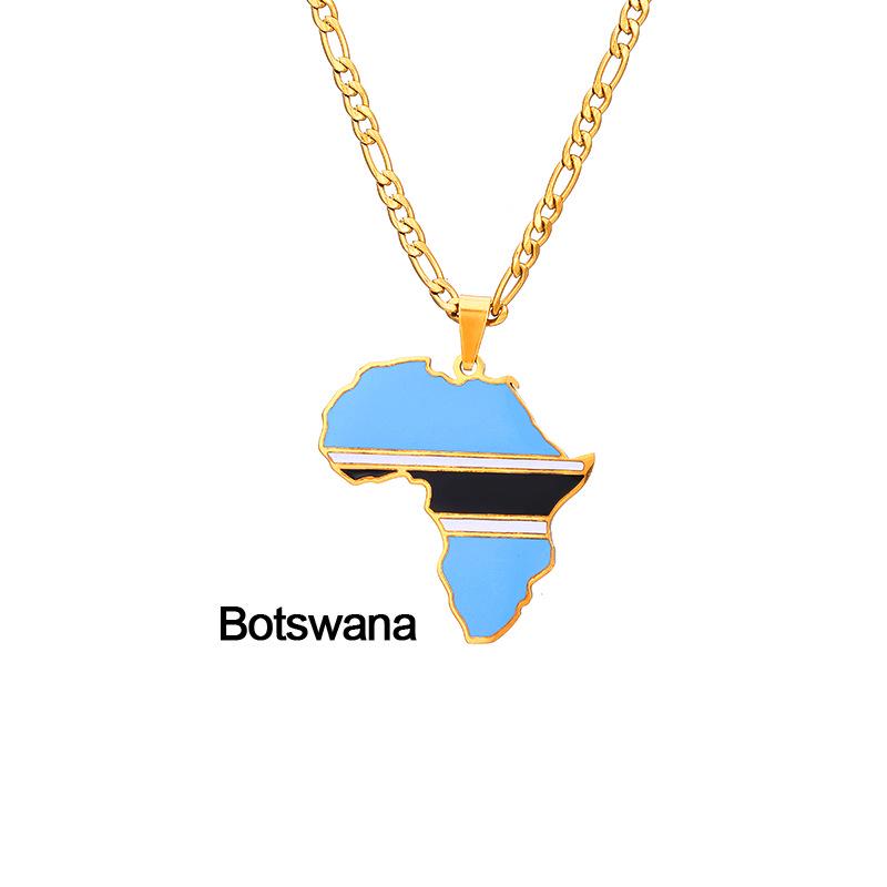 Collar con Mapa de Esmalte Africano: Colgante Geométrico de Acero de Titanio, Joyería Estilo 2022.