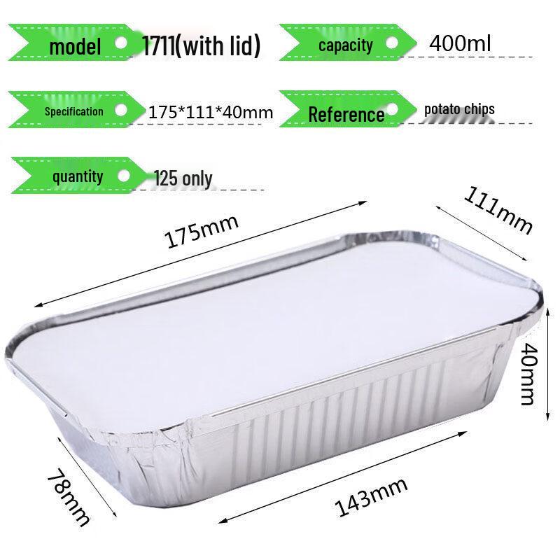 ZISIZ Rectangular Aluminum Foil BBQ Container