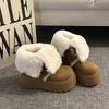 Chunky Thick Sole Women Fur Snow Boots Concise Height Increase Shoes Ladies Outdoor Keep Warm Cotton Short Booties