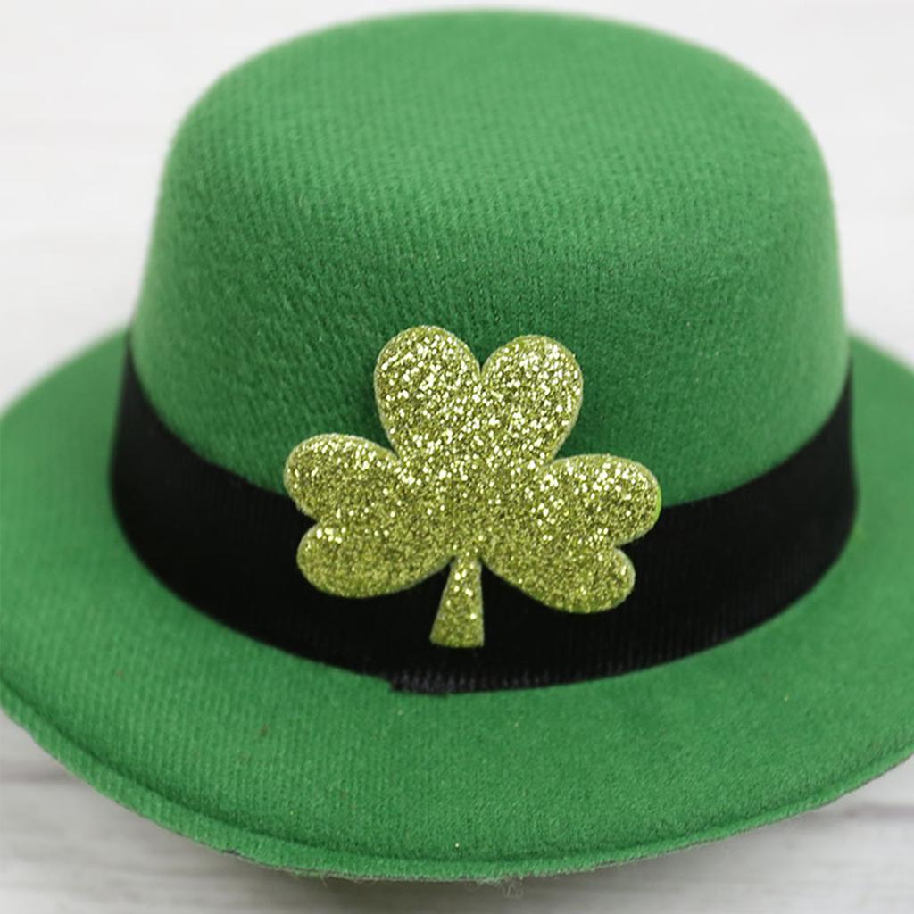 St Patrick S Day Green Shamrock Hat Hair Clip Mini Top Hat Headband Decoration 13.5x5cm