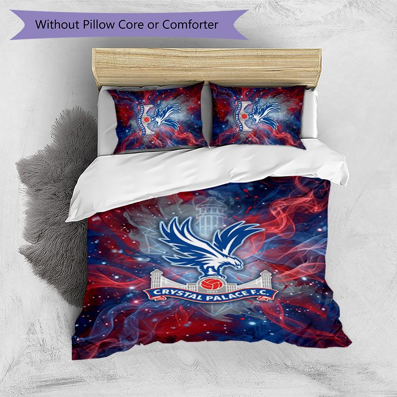Set Lenzuola Stampato Calcio Crystal Palace 3 Pezzi, Comodo Set Copripiumino per Camera da Letto Amico della Pelle