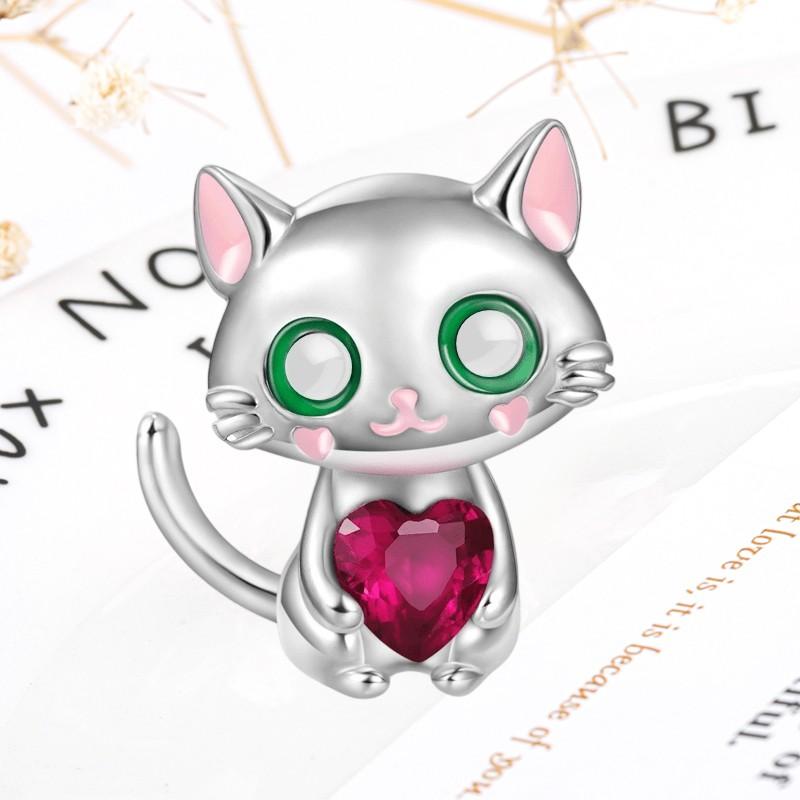 DIY Sparkling Paw Print Charm Beads for Pet Cat Dog Bracelets Jewelry Gifts Accessories
