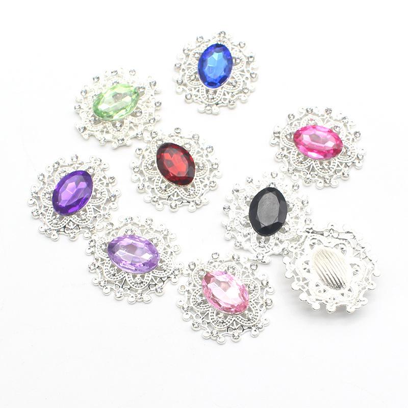 DIY Gift Box: Small 25x26mm Alloy Snap Button, Flat Bottom Rhinestone & Acrylic Rhinestone Button Accessories