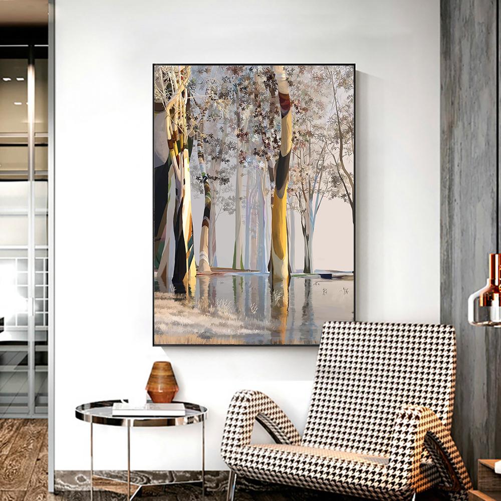 Modern Abstract Tree of Life Oil Painting Prints On Canvas Painting Posters Colorful Tree Wall Art Picture for Living Room Decor