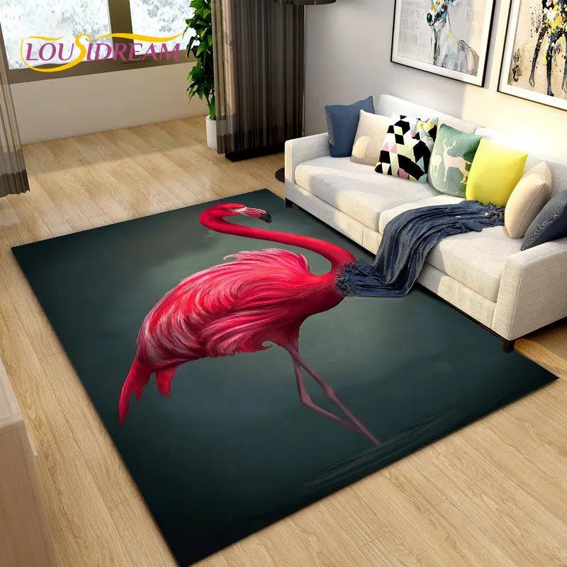 Tapete criativo nórdico 3D Flamingo Bird Area, tapete para sala de estar, quarto, sofá, cozinha, banheiro, capacho, tapete antiderrapante