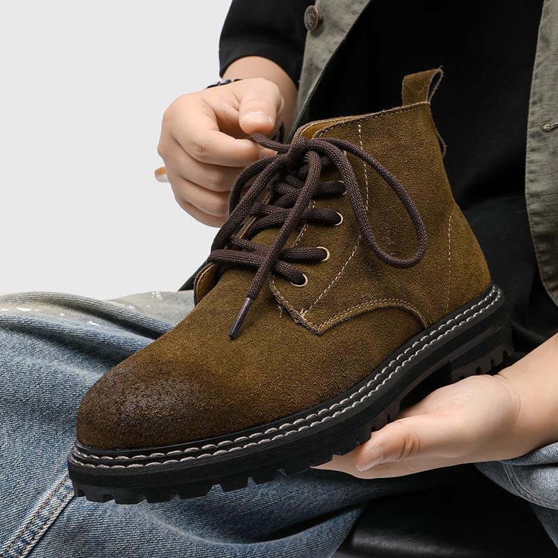 Fashion Genuine Leather Boots Luxury Designer Style Work and Fashion Party Trendy Youth 38-46 Outdoor Street Classic Lace-up Hot