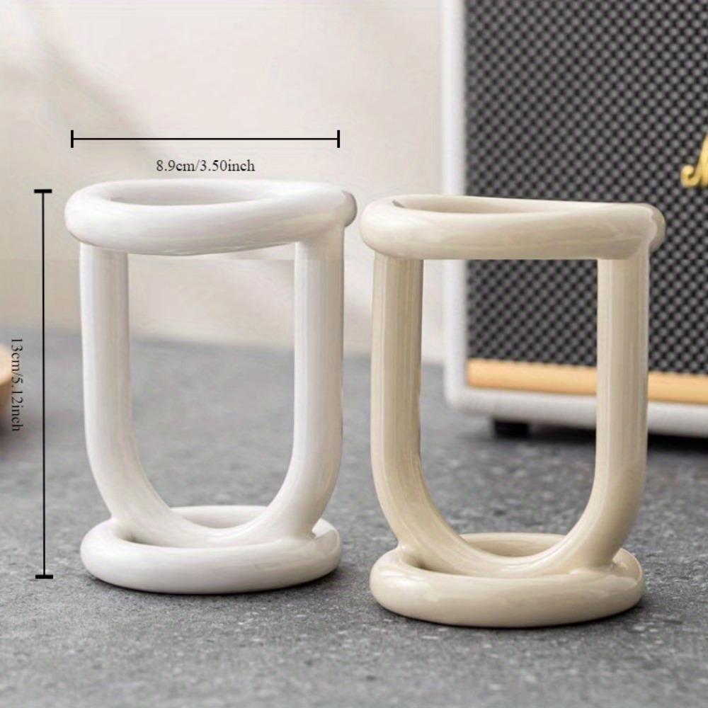 1PC Exquisite Ceramic Toothbrush Holder, Knife and Fork Tableware Storage, Desktop Storage Cylinder, Personalized Desktop Decoration of B & B