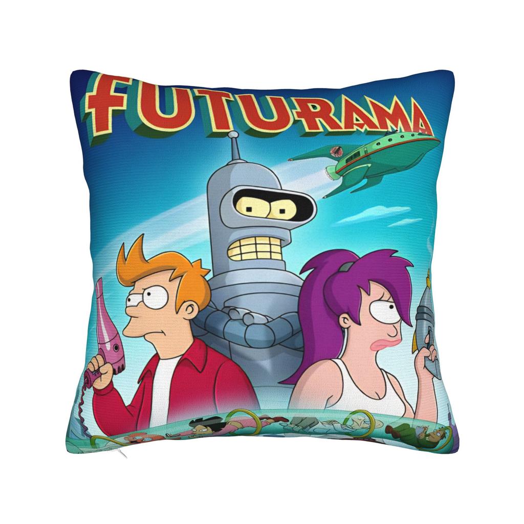 Futuramas Cartoon Comic Pillowcases Merch Soft Cushion Cover Gift  Pillow Case Cover Living Room Multiple Sizes