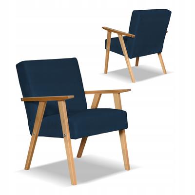 Armchair In PRL Retro Vintage Style SOLER Family Furniture Navy Blue Velvet Hunter