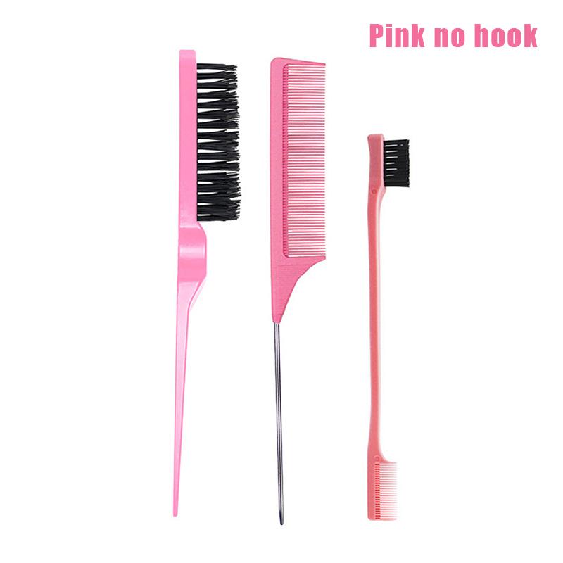 3Pcs Hair Styling Comb Hair Brush Set, Teasing Edge Brush Rat Tail Comb For Curly/Straight/Wet/Dry/Long/Shot Hair
