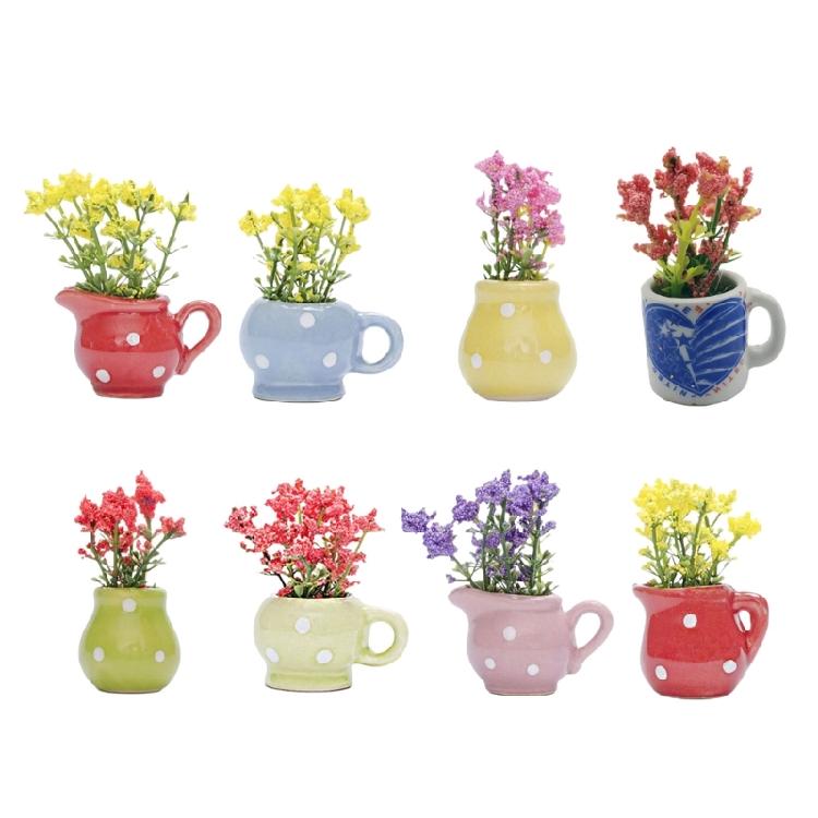 Pack Of 8 Resins Magnetic Vases For Kitchen Fridge Decors Miniature Bud Flower Pot Refrigerator Magnets Ornaments Gift
