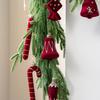 2 Pcs Velvet Christmas Ornaments Shatterproof Glitter Sequins Flocked Bell/Candy Cane/Ice Isicle Hanging Decoration for Xmas Tree Home Party Decor