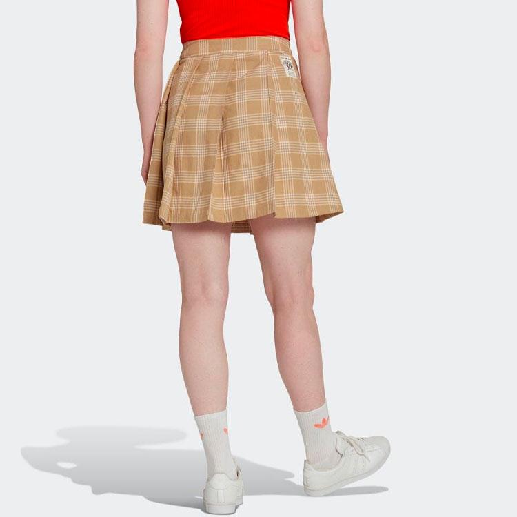 adidas Originals Women's Collegiate Pleated Skirt Beige Brown Plaid Women IA8352