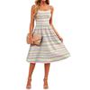 Sleeveless Adjustable Strap Dress with Pockets Casual Striped Print Midi Dress for Women Summer Everyday Wear