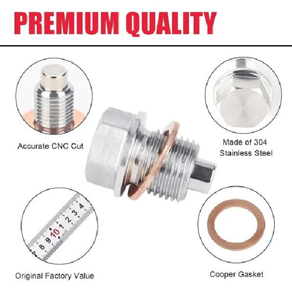 Oil Drain Plug (M16 X 1.5 MM) Stainless Steel Magnetic Oil Drain Plug with Ne