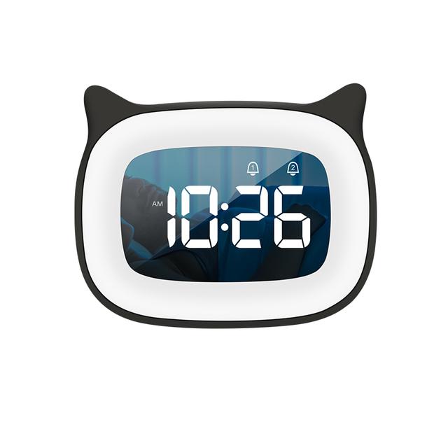 Music LED Digital Alarm Clock Voice Control Night Light Design Desktop Clocks Home Table Decoration Built-in 1200mAh Battery