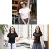 Süßes kurzärmeliges T-Shirt für Damen mit Rundhalsausschnitt und 3D-Muster aus Stoff für den Sommer