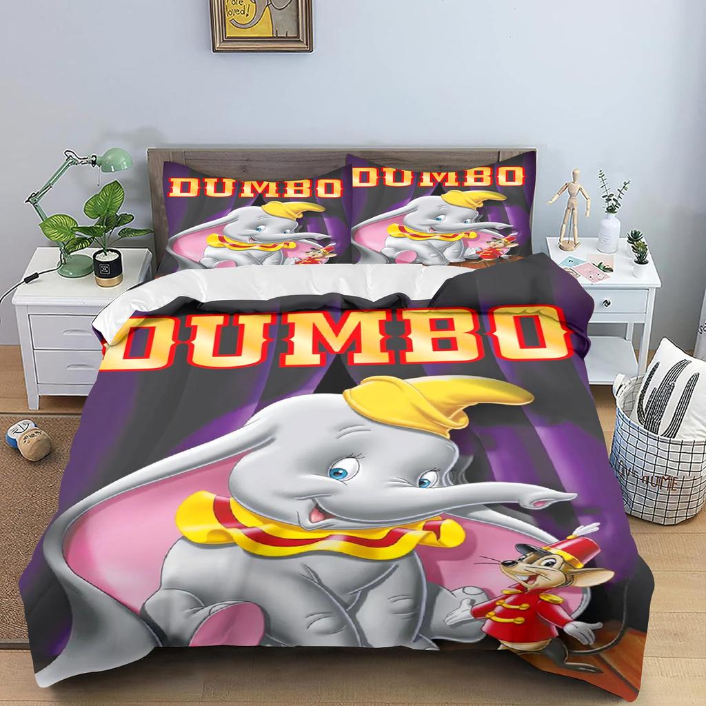 Dumbo Comforte Bedroom Printed Cartoon Quilt Cover Bedding Set With Pillowcase Suitable For Children And Adults
