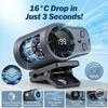 360° Rotating Clip Fan: 2.3 x 2 x 6.9 inches Semi-Cooling 199 Speeds LED Display - USB Rechargeable Hands-Free Design for Car Vent Office Camping
