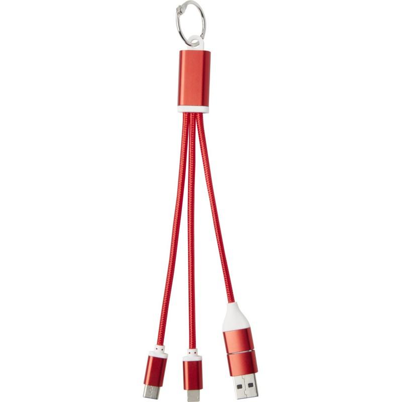 4 in 1 Recycled Aluminium Keyring Charging Cable