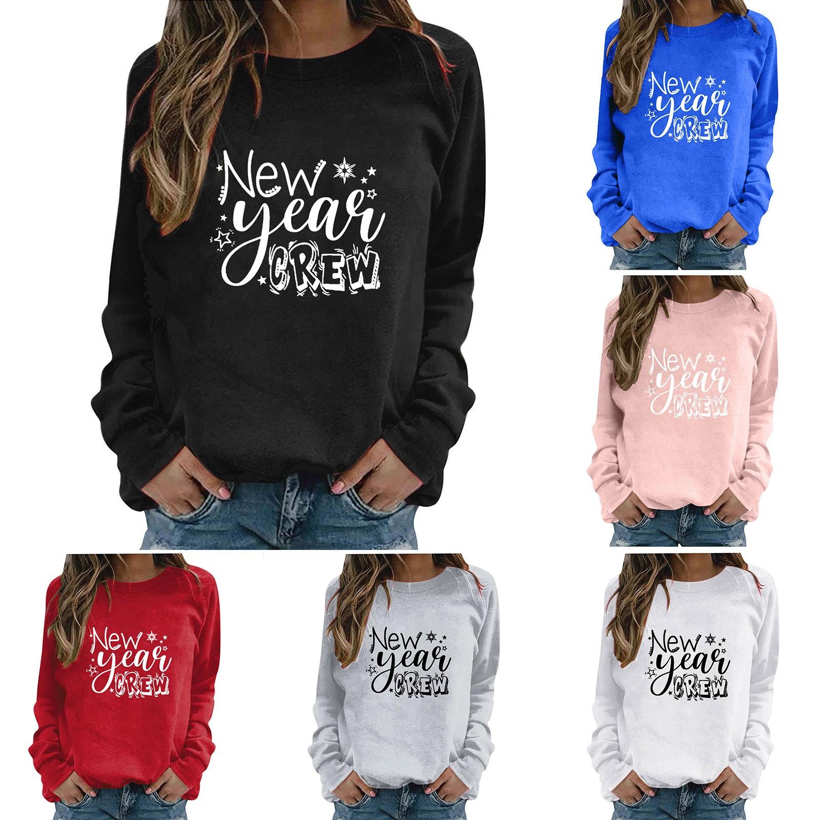 

Женский пуловер с круглым вырезом и буквенным принтом, топы с длинными рукавами, рубашка 2023, повседневные футболки, блузки