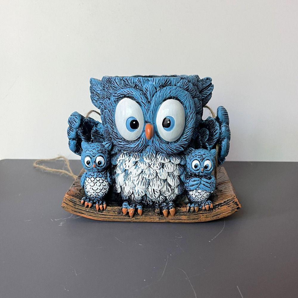Hanging Owl Statue Planter Cute Flower Pot Creative Animal Plant Pot Desktop